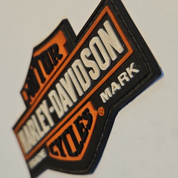 Harley-Davidson Black and Orange Rubber Emblem - Picture 3 of 3